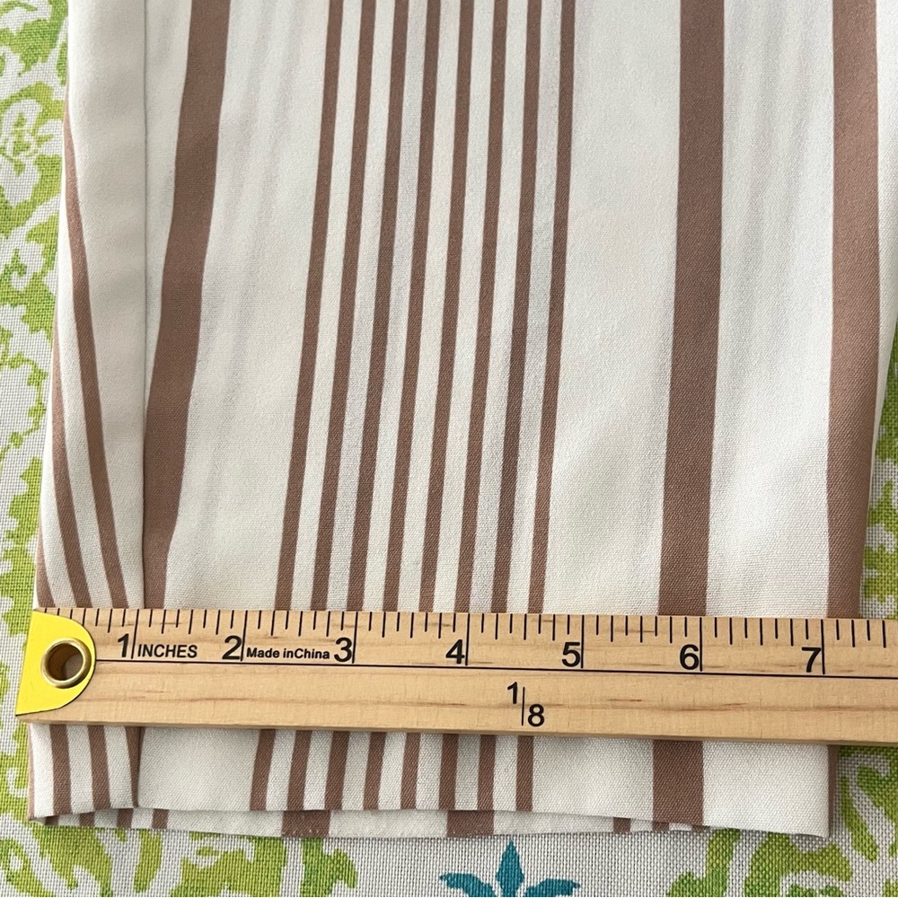 NYCC Striped Boho Tapered Pants L Neutral White Tan Coastal - Picture 9 of 9